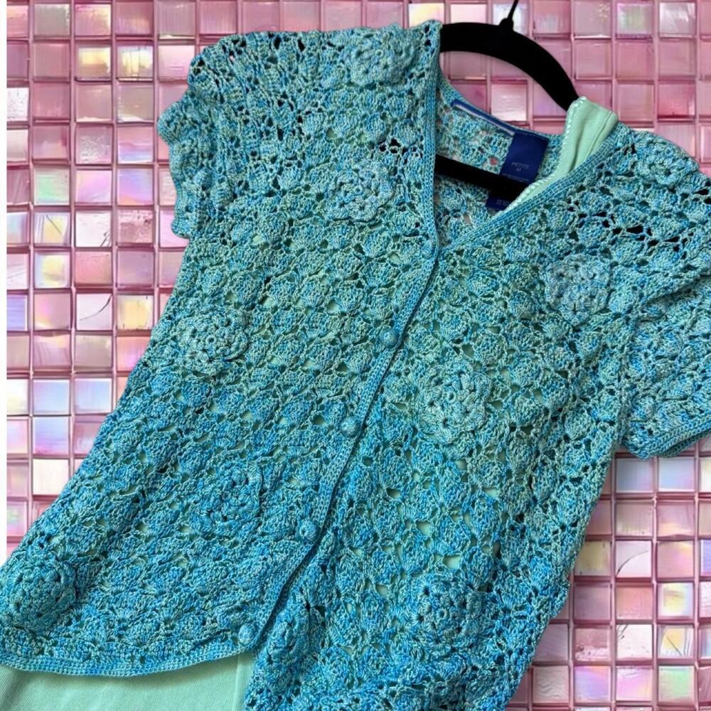 Blue crochet cotton blouse
